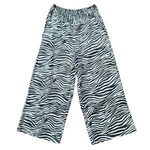 Tahari Linen Blend Zebra Print Cropped Wide Leg Pants Size L